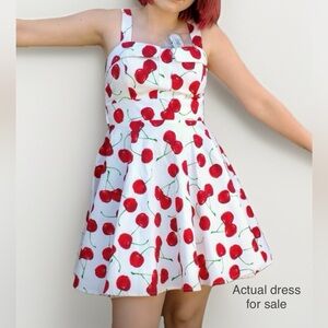 Modcloth Cherry Print Mini Dress - White and Red (Medium)